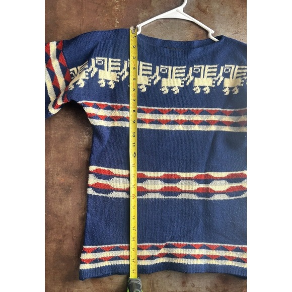 Vintage Bronson of California Acrylic Womens 70s Cropped Blue Ski Sweater Large - Picture 5 of 9